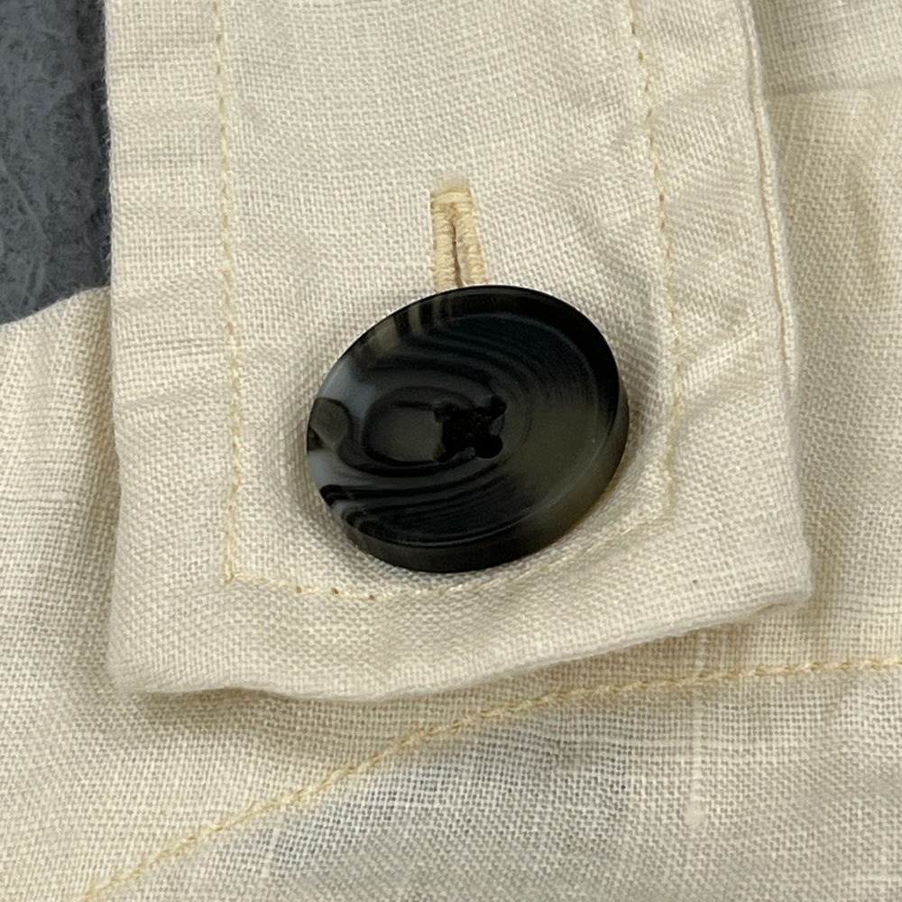 Everlane Top Women's 4 Ivory 100% Linen Woven Apron Tank Button Sleeveless Shirt - Picture 2 of 11